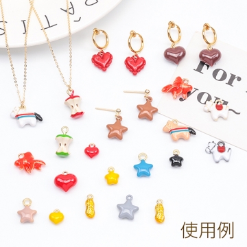 エポチャーム ぷっくり フリル付き ハート 可愛い ハートチャーム メタルチャーム 約12×13mm（4ヶ）