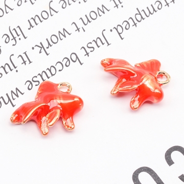 エポチャーム きんぎょ 夏 風流 立体 金魚チャーム メタルチャーム 約14×17mm（2ヶ）