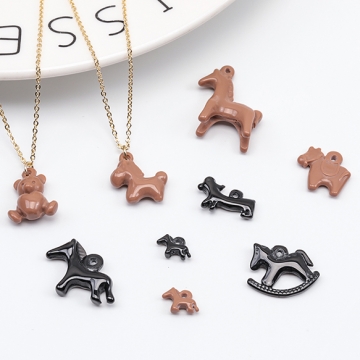 樹脂チャーム ポニー ミニ スリム うま ウマ 乗馬 動物 アニマル 馬チャーム 約6×8mm（6ヶ）