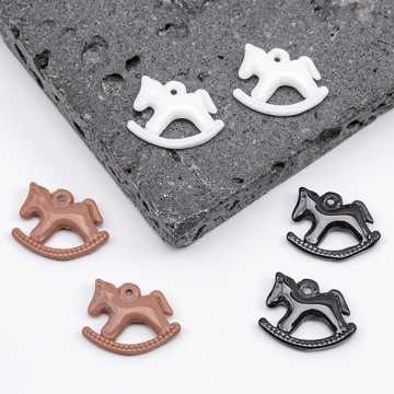 樹脂チャーム ポニー ゆりかご うま ウマ 乗馬 動物 アニマル 馬チャーム 約14×17mm（6ヶ）