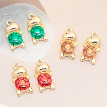 エポチャーム かめ カメ 亀 ピカピカ 半面 亀チャーム メタルチャーム 約11×21mm（4ヶ）