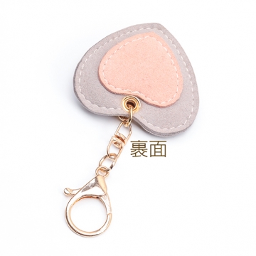 バッグチャーム ハート型 フェイクレザー ミニハートメタルチャーム付き キーホルダー 約6×11cm（1ヶ）