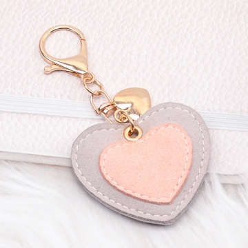 バッグチャーム ハート型 フェイクレザー ミニハートメタルチャーム付き キーホルダー 約6×11cm（1ヶ）