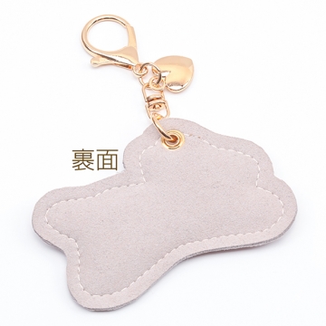 バッグチャーム うさぎ型 フェイクレザー ミニハートメタルチャーム付き キーホルダー 約9×12cm（1ヶ）