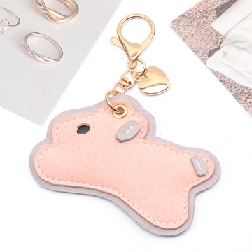 バッグチャーム うさぎ型 フェイクレザー ミニハートメタルチャーム付き キーホルダー 約9×12cm（1ヶ）