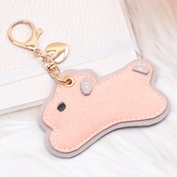 バッグチャーム うさぎ型 フェイクレザー ミニハートメタルチャーム付き キーホルダー 約9×12cm（1ヶ）