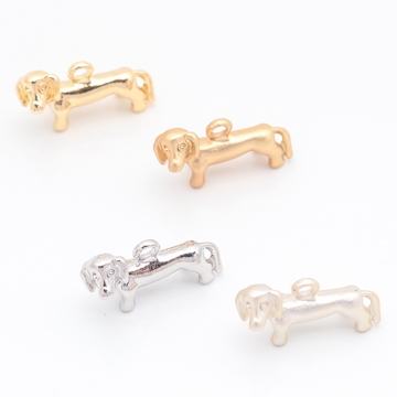 犬チャーム こいぬ イヌ 犬 ダックスフンド ペット 動物 アニマル メタルチャーム 約11×18mm（6ヶ）