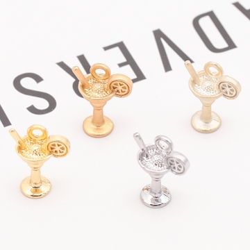 ドリンクチャーム ジュース カクテル 飲み物 ミニチュア メタルチャーム 約9×13mm（6ヶ）