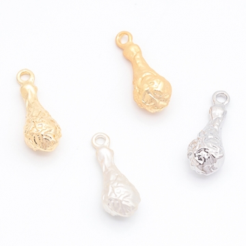 食べ物チャーム チキン グリル フライドチキン ミニチュア メタルチャーム 約7×18mm（6ヶ）