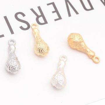 食べ物チャーム チキン グリル フライドチキン ミニチュア メタルチャーム 約7×18mm（6ヶ）