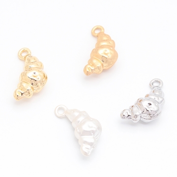 パンチャーム クロワッサン 食べ物 ミニチュア メタルチャーム 約8×19mm（6ヶ）