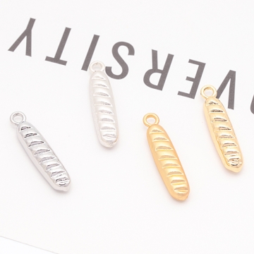 パンチャーム バゲット 食べ物 ミニチュア メタルチャーム 約5×22mm（6ヶ）