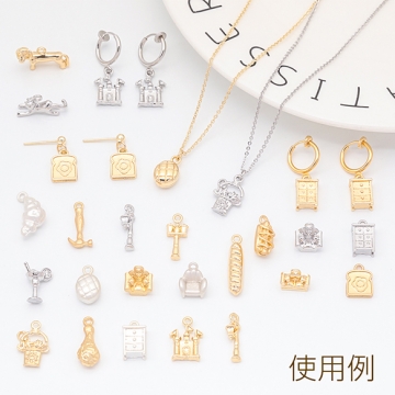 パンチャーム バゲット 食べ物 ミニチュア メタルチャーム 約5×22mm（6ヶ）