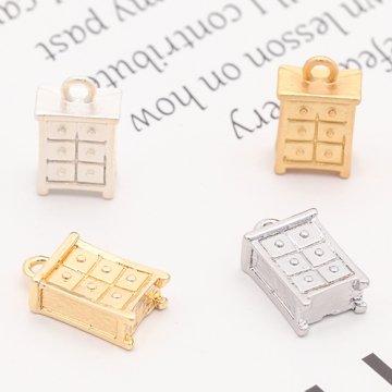 家具チャーム キャビネット タンス 収納 棚 ミニチュア メタルチャーム 約7×13mm（6ヶ）