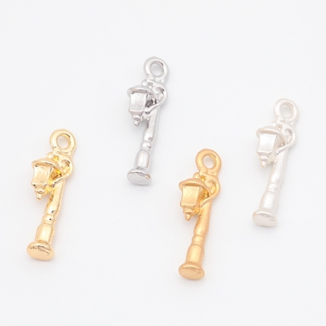 街灯チャーム ライト 電灯 洋風 ミニチュア メタルチャーム 約5×17mm（6ヶ）