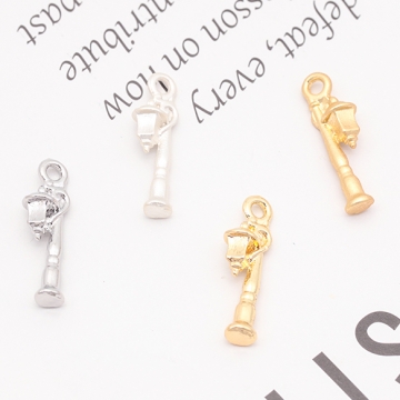 街灯チャーム ライト 電灯 洋風 ミニチュア メタルチャーム 約5×17mm（6ヶ）