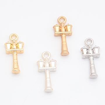 街灯チャーム ダブルライト 電灯 洋風 ミニチュア メタルチャーム 約7×16mm（6ヶ）