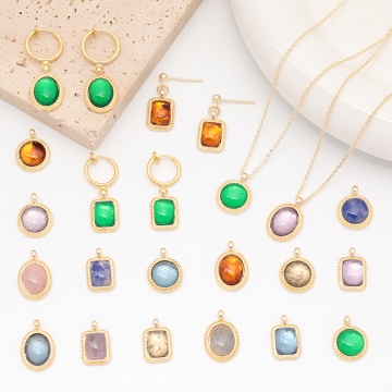 樹脂チャーム オーバル 楕円形 マーブルカラー カラフル メタルチャーム 約11×17mm（4ヶ）