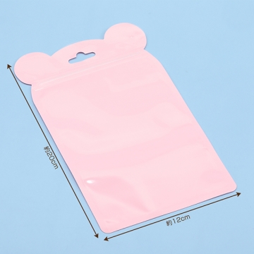 チャック付きOPP クマ型 穴あき ジッパー付き 半面クリア ビニール袋 ラッピング 包装 約12×20cm（10ヶ）