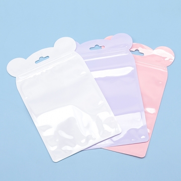 チャック付きOPP クマ型 穴あき ジッパー付き 半面クリア ビニール袋 ラッピング 包装 約12×20cm（10ヶ）