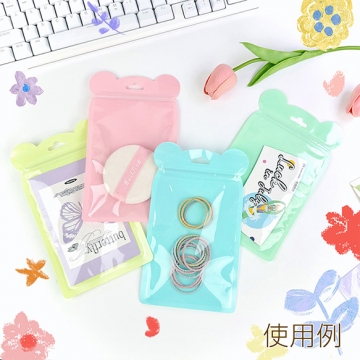 チャック付きOPP クマ型 穴あき ジッパー付き 半面クリア ビニール袋 ラッピング 包装 約12×20cm（10ヶ）