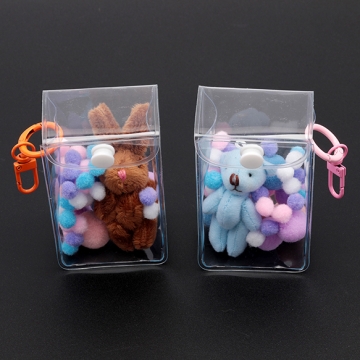 PVCポーチ 穴あき ビニール クリア  推し活 ぬいぐるみ キーホルダー制作におすすめ 約4.7×6×8.6cm（1ヶ）