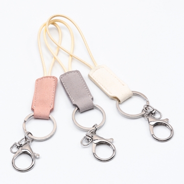 キーホルダー マイクロファイバーレザー 紐付き バッグチャーム キーチェーンストラップ 約3×18cm（1ヶ）