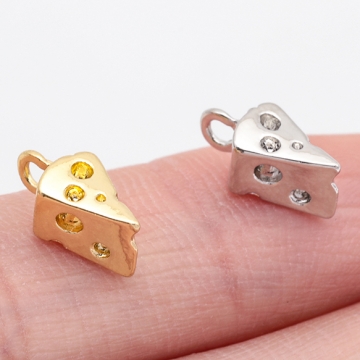 チーズチャーム 三角チーズ ミニチュア 食べ物チャーム メタルチャーム 約5×12mm（6ヶ）