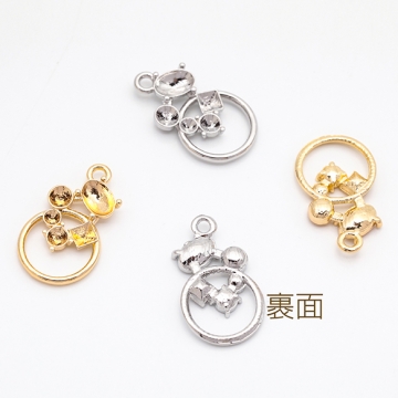 石座チャーム 貼り付け 台座 パール・ストーン用 フレームチャーム メタルチャーム 約11×20mm（6ヶ）