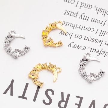 石座チャーム 三日月型 貼り付け 台座 パール・ストーン用 宇宙チャーム メタルチャーム 約13×18mm（6ヶ）