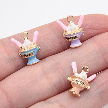 エポチャーム アイス カップ パフェ スイーツ 立体 ミニチュア メタルチャーム 約12×14mm（2ヶ）