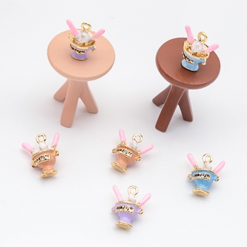 エポチャーム アイス カップ パフェ スイーツ 立体 ミニチュア メタルチャーム 約12×14mm（2ヶ）