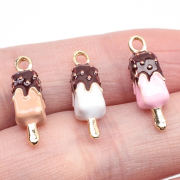 エポチャーム アイス チョコレート スイーツ 立体 ミニチュア メタルチャーム 約5×18mm（2ヶ）