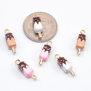 エポチャーム アイス チョコレート スイーツ 立体 ミニチュア メタルチャーム 約5×18mm（2ヶ）