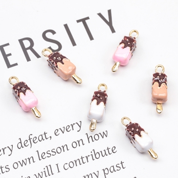 エポチャーム アイス チョコレート スイーツ 立体 ミニチュア メタルチャーム 約5×18mm（2ヶ）