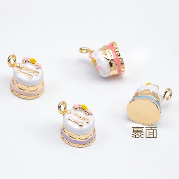 エポチャーム ケーキ スイーツ 立体 ミニチュア メタルチャーム 約9×10mm（2ヶ）