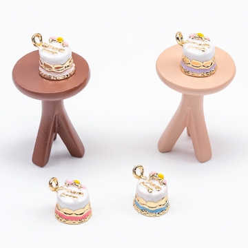 エポチャーム ケーキ スイーツ 立体 ミニチュア メタルチャーム 約9×10mm（2ヶ）