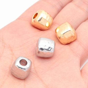 スペーサービーズ スクエア 角丸 筒状 表面凹凸加工 メタルビーズ 約11×11mm（4ヶ）