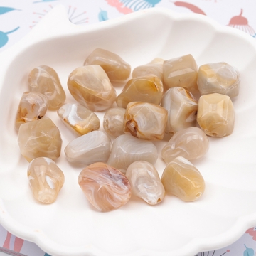 アクリルビーズ 大理石風 不規則 キューブ マーブルカラー ブラウン系 全4種（20ヶ）