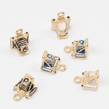 カメラチャーム レトロ 一眼レフ 写真 ミニチュア 立体 メタルチャーム 約8×9.5mm（2ヶ）