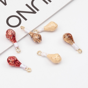 エポチャーム フライドチキン とり肉 ファストフード 食べ物チャーム メタルチャーム 約6.5×18mm（4ヶ）