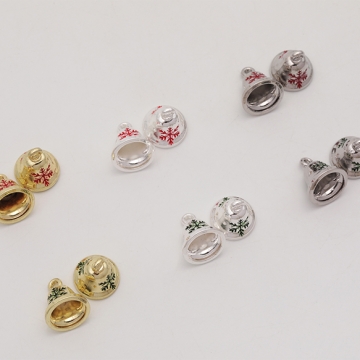 クリスマスチャーム ベル 鈴 鐘 雪の結晶 冬 エポチャーム メタルチャーム 約10×11mm（2ヶ）