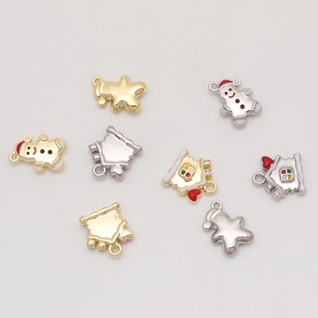 クリスマスチャーム 雪だるま おうち 家 エポチャーム メタルチャーム 全4種（1ヶ）