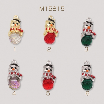 クリスマスチャーム 立体 カラフル 雪だるま スノーマン エポチャーム メタルチャーム 約11×21mm（1ヶ）