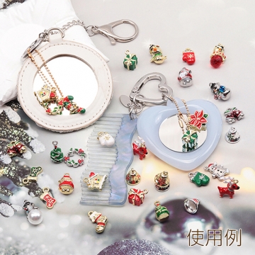 クリスマスチャーム 立体 カラフル 雪だるま スノーマン エポチャーム メタルチャーム 約11×21mm（1ヶ）