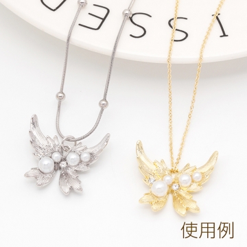 蝶チャーム ちょうちょモチーフ ストーン＆ABSパール付き 半面 メタルチャーム 約22×24mm（2ヶ）