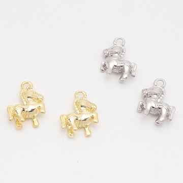 馬チャーム うま ウマ ポニー 動物 アニマル 立体 メタルチャーム 約11×15mm（4ヶ）