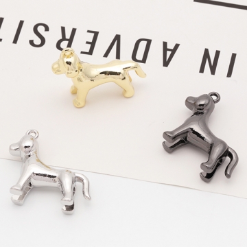 犬チャーム いぬ イヌ 動物 アニマル 立体 メタルチャーム 約24×25mm（1ヶ）