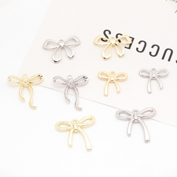 リボンチャーム リボン ちょうちょ結び シンプル メタルチャーム 全8種（4ヶ）