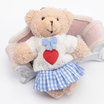 ドール用洋服 チェック柄 ライトブルー モールド―ル ぬいぐるみ 人形用 着せ替え ミニチュア 上下バラ売り 全2種（1ヶ）